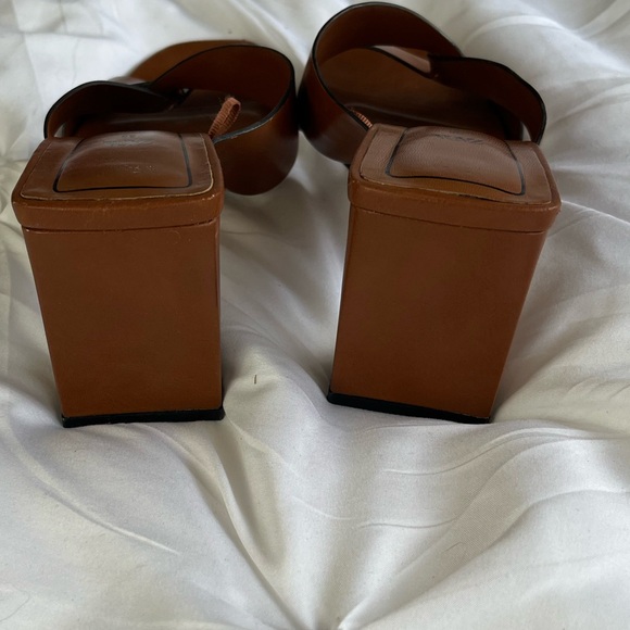 ZARA Camel Tan Brown Bock Heel Sandal 38 7.5 to 8 - Picture 4 of 12